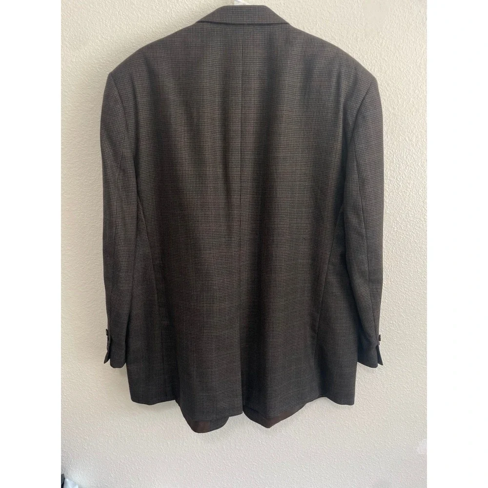 Lauren Ralph Lauren Blazer Mens 46R‎ Brown Houndstooth Sport Coat Good Condition